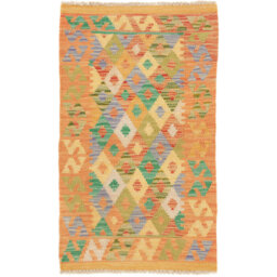 Handmade Kilim Wool Orange Rug