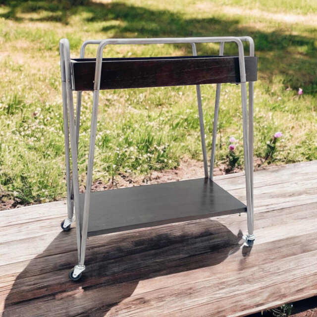 Cascadera Metal Bar Cart - Hand-Finished Distressed Drinks Trolley for Kitchen, Dining Room, Living Room and Home Bar