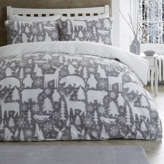 Artic Animals Grey 150 TC Modern & Contemporary Duvet Cover Set