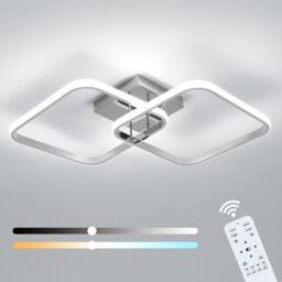 Modern 64cm Chrome Dimmable LED Aluminium Flush Mount Ceiling Light With Remote