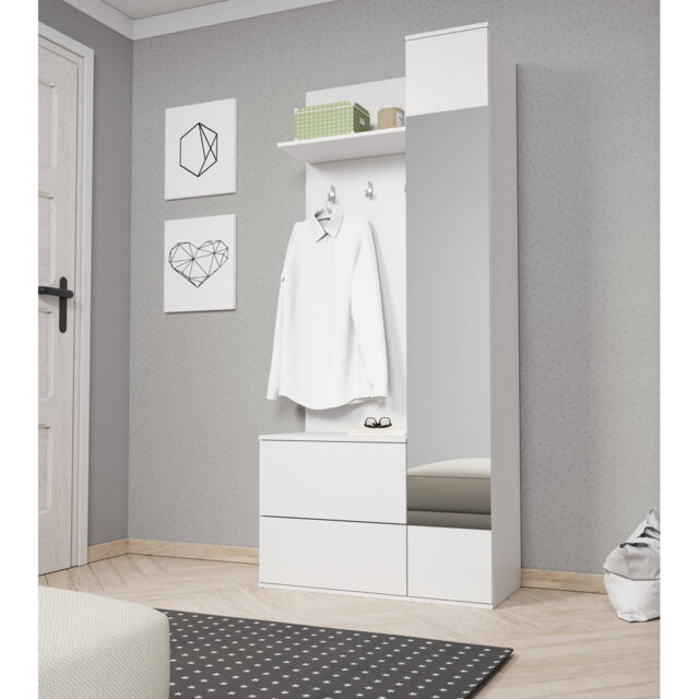 Entrance Wardrobe GREEN Hall Tree 90cm Wide with Shoe Storage