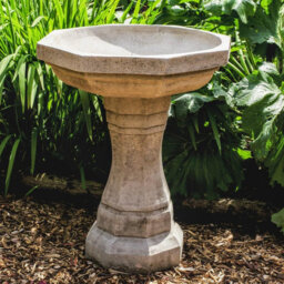 Elegant Octagonal Stone Cast Birdbath