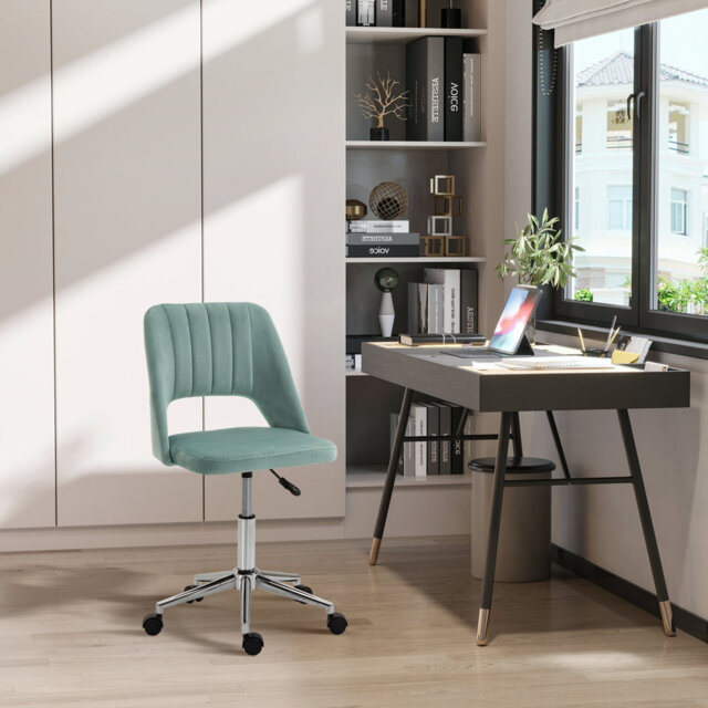 Vinsetto Modern Office Chair Velvet-feel Fabric with Wheels Green