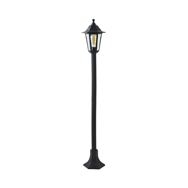 Seaton Outdoor 1.2M Black Bollard Light & 6W E27 3000K LED Bulb