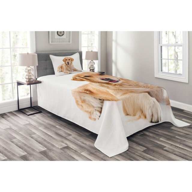 Adhamh White/Brown Microfibre Bedspread Set