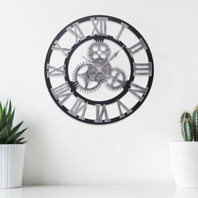 Abrahams 58cm Industrial Large Retro Silent Wall Clock for Home Decor