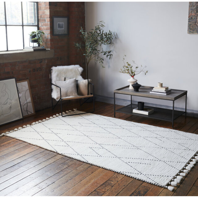 Crigler Moroccan Handmade Cream/Grey Area Rug