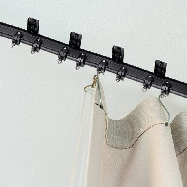 Black Plastic / Acrylic 1cm to 500cm Curtain Track/Rail