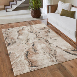 Essence Living Room Area Rug Oragnic Abstract Design Thick Cut-Shrink Pile Soft Modern Carpet with Jute Backing Contemporary Hallway Indoor Rug, Terra