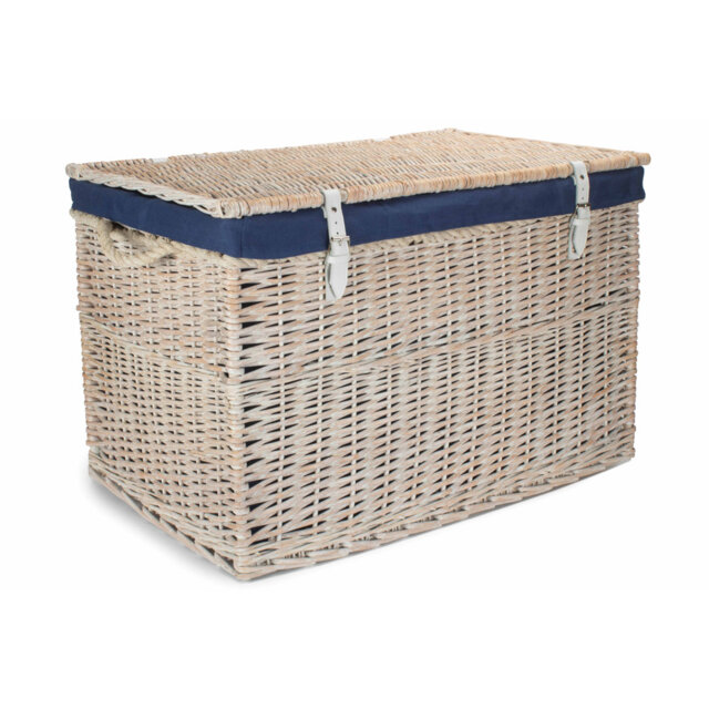 Fleur De Lis Wicker Storage Hamper Basket with Lining