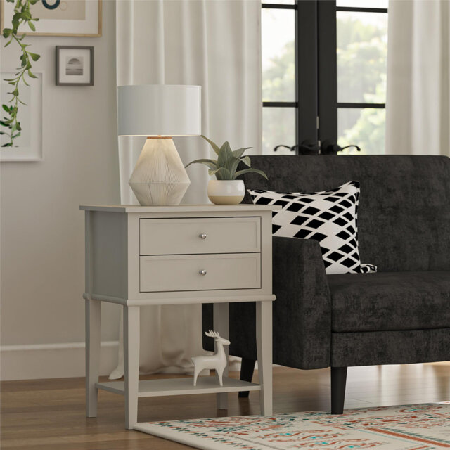 Deonni 56cm W Solid Wood Bedside Table