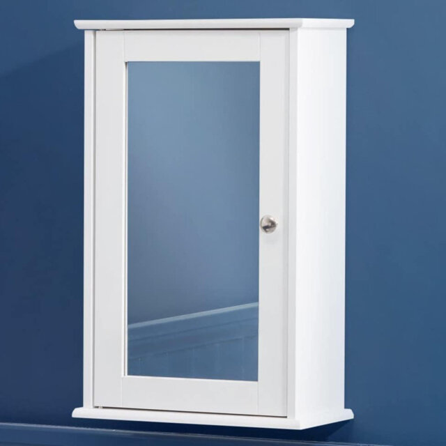 Bathroom Cabinet Wall Mounted, White Wooden Bathroom Mirror Storage Unit With Shelf