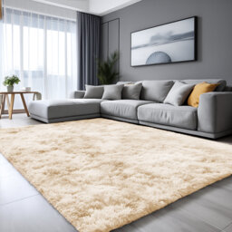 Abbotsen Solid Colour Machine Woven Cream Area Rug
