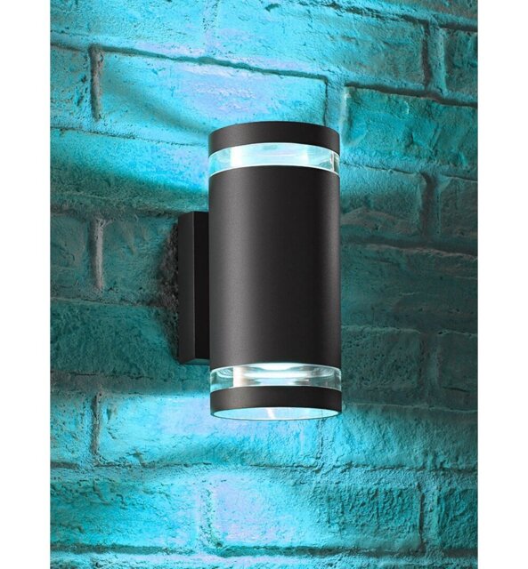 Anthracite Grey 2 - Bulb 21.6cm H Colourful Glass Outdoor Wall Lantern