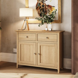 Daris 2 Door 2 Drawer Sideboard Buffet Storage Cabinet. 96cm Wide. Polished Chrome Handles. Fully Assembled.