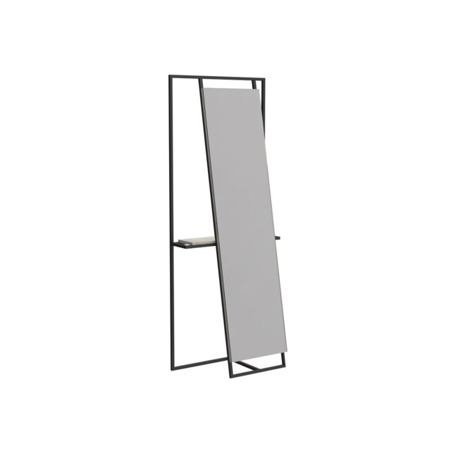 Euclid Stainless Steel Flat Floor Mirror with Shelves