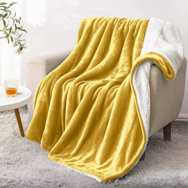 Sherpa Fleece Fur Thick Reversible Blanket Throw