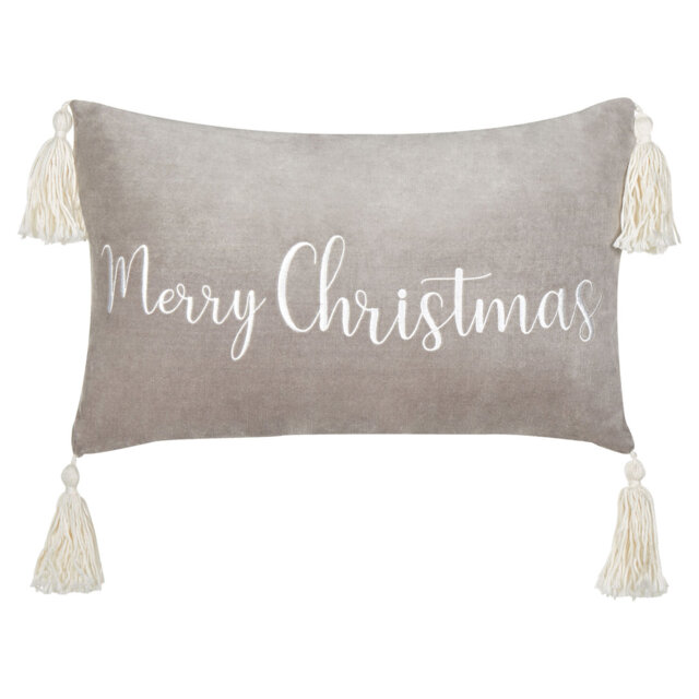 Velvet Cushion Christmas Motif with Tassels 30 x 50 cm LITHOPS