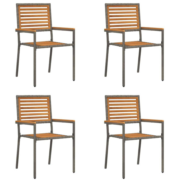 Garden Stacking Chairs 4 Pcs Brown, Black