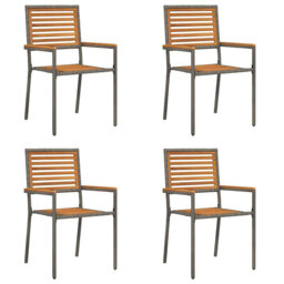 Garden Stacking Chairs 4 Pcs Brown, Black