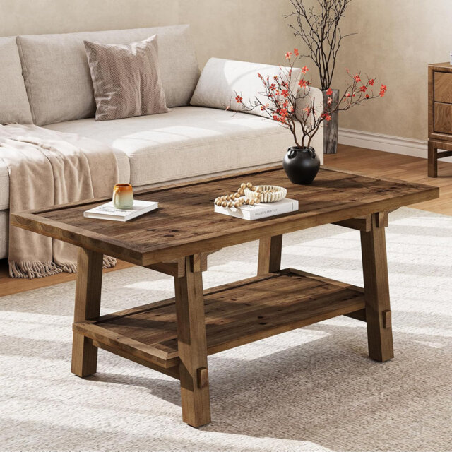 "47.2"" Rectangular Solid Wood Coffee Table"