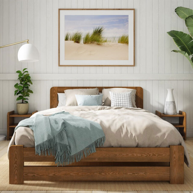 Nodax Wooden Bed Frame Aurora (F1) - Solid Pine Wood, Easy Assembly, Sturdy Slats & Extra Support Legs Bed Frame Furniture