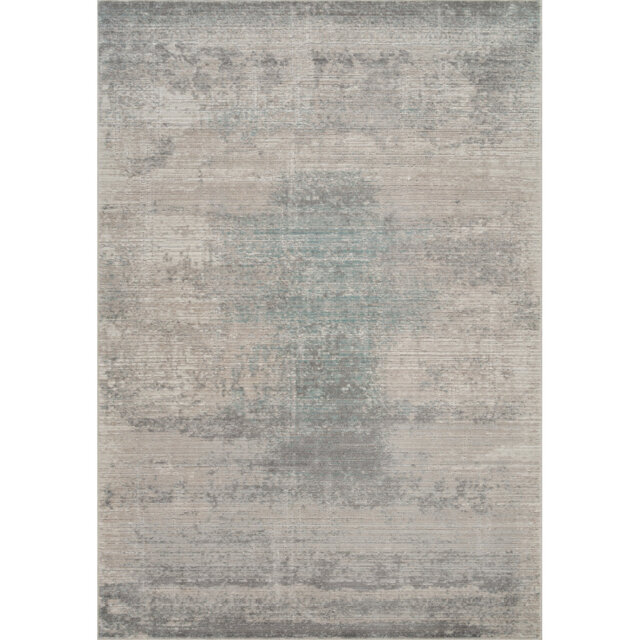 Washable Living Room Mist Abstract Area Rug – Soft Polypropylene Weaving, Low Pile, Non Slip Cotton Backing for Elegant Indoor Spaces, Grey