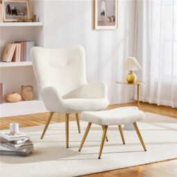 Upholstered Armchair with Footstool