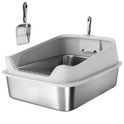 Cat Litter Box 69.8*50.3*29.8 cm Stainless Steel 1 Piece Cat Litter Box Grey Hygienic Stainless Steel