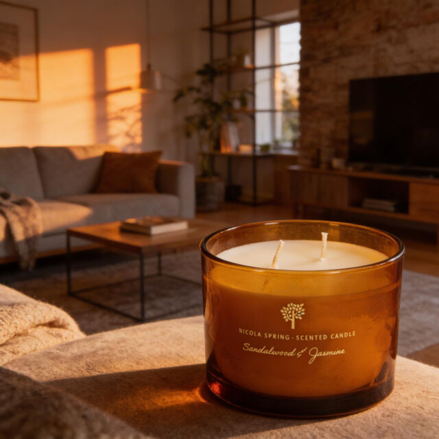 Nicola Spring - Soy Wax Scented Candle - 350g - Sandalwood & Jasmine