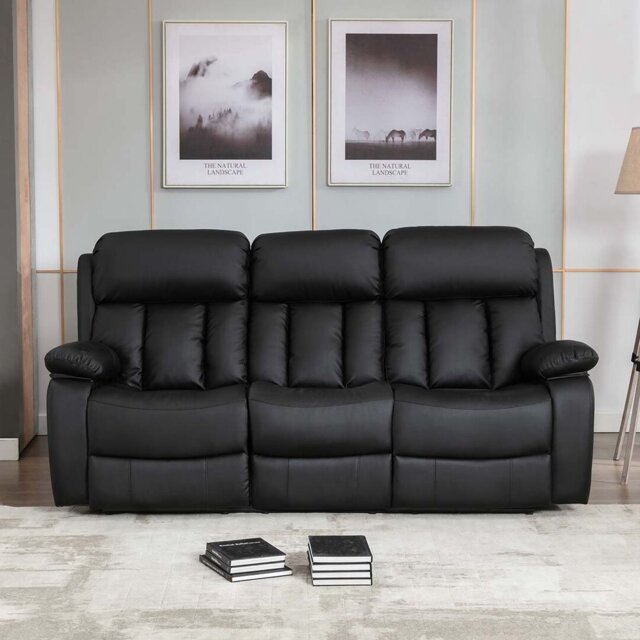 Deneka 3 Seater Linen Reclining Sofa