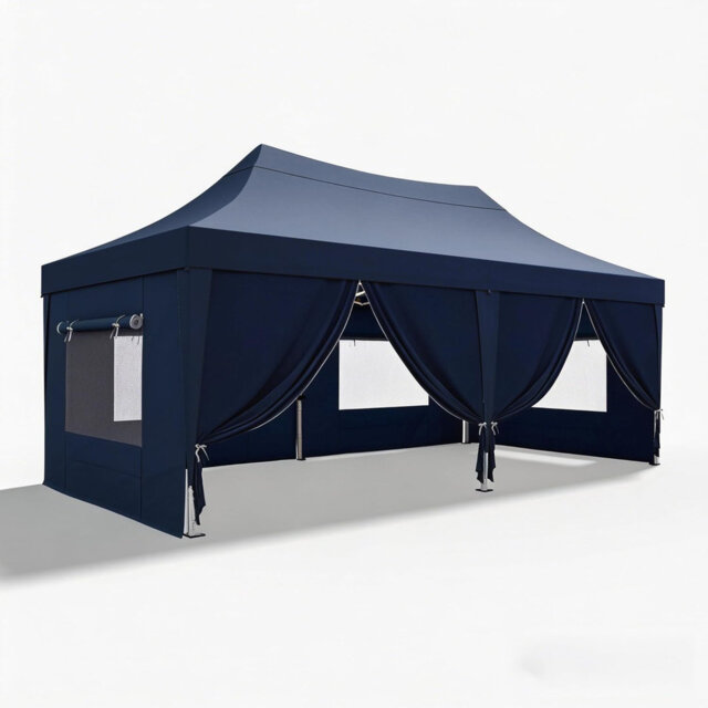 Quictent 3x6m Commercial Pop Up Gazebo with Sloped High Peak, Heavy Duty Event Shelter with Mesh Window Sides for Backyard, Parties, Vendor Booths-Nav