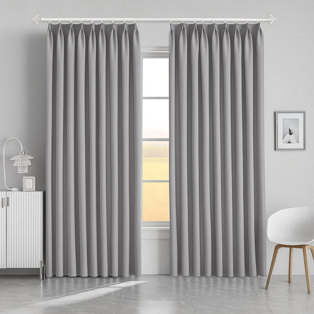 Aspire Homeware Hotel Style Polyester Room Darkening Pencil Pleat Curtain Pair for Luxury Bedroom Decor