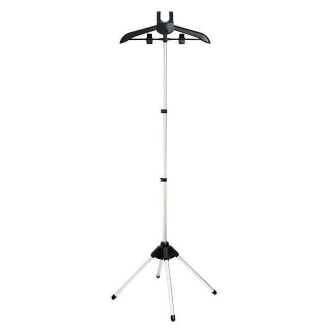 Height Adjustable Collapsible Clothes Steamer Stand - Aluminum Alloy Garment Hanger with Handheld Steamer Holder - Telescopic Ironing & Drying Rack fo