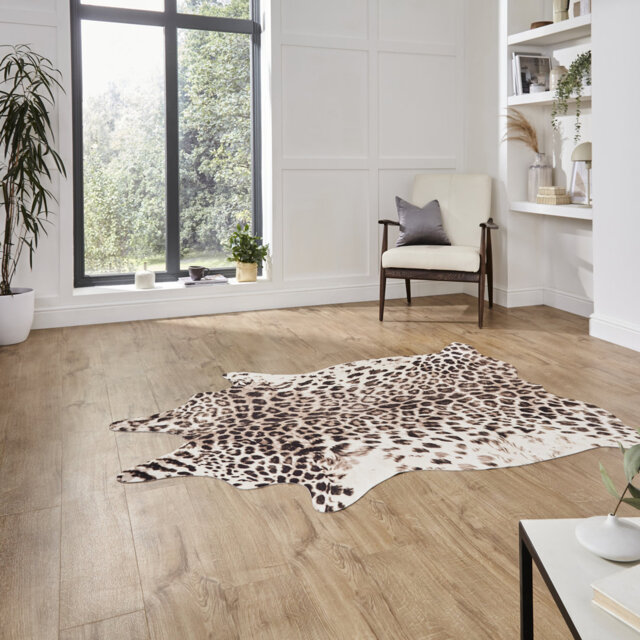 Mayaguana Faux Leopard Print area rug Printed Animal Skin Brown