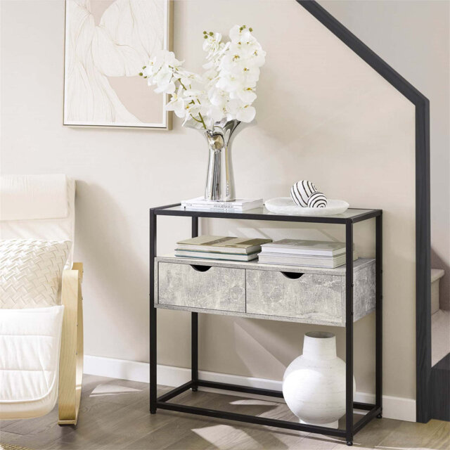Annam 81cm Glass Top Console Table