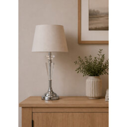 Wauregan 55cm Crystal Glass Chrome Table Lamp