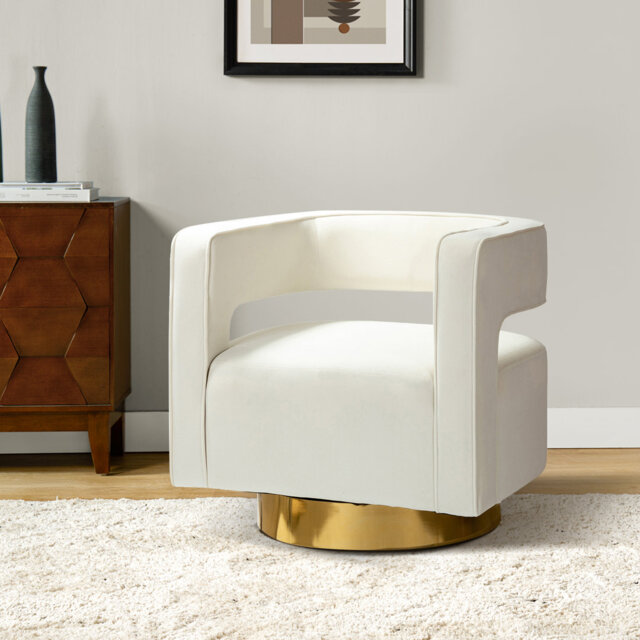 Avivc Guernsey 74.9cm W Modern Tub Swivel Chair with Open Back