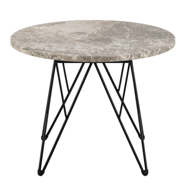 Prunus Round Side Table In Matt Beige And Black Coated Steel Base 55X41.4Cm