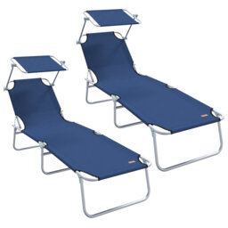 vidaXL Folding Sun Lounger with Canopy Outdoor Daybed Sunbed Steel and Fabric
