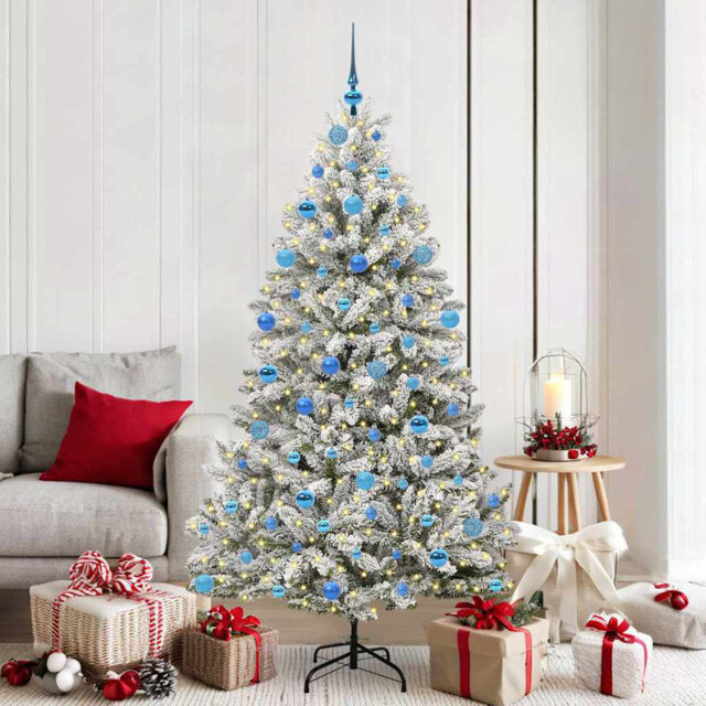 Artificial Christmas Tree Green and White PVC and Metal