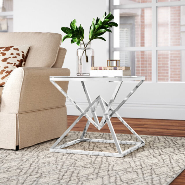 Ladson Glass Top Frame End Table
