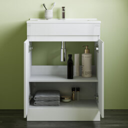 80*60cm Vanity Unit With Storage Space- Soft Close Doors-White Thick Ceramic Basin