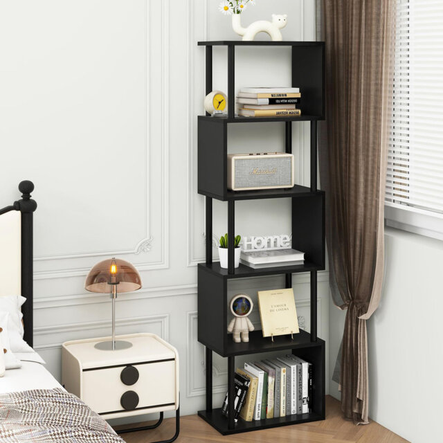 155.5cm H x 38cm W Steel Geometric Bookcase