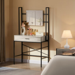 Oscar Industrial Dressing Table with Mirror, Modern Bedroom Furniture