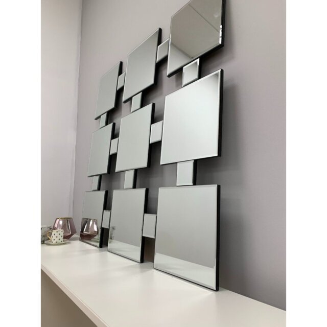 Art O'Connell Style 9 Panel Square Mirror With Bevelled Edge