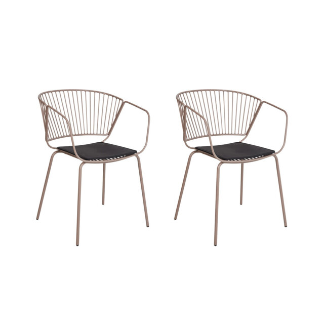Dining Chair Set of 2 Metal Beige Annetha