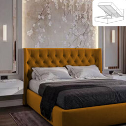 Rebeca Wingback Ottoman Storage Bed - Plush Velvet Gas Lift Bed Frame with Headboard