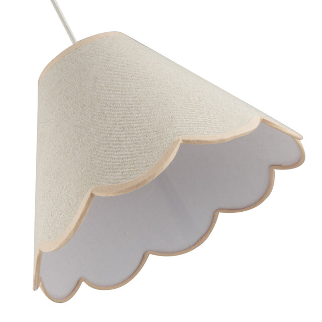 Scallop Edge Natural Textured Linen Coolie Lamp Shade With Trims By