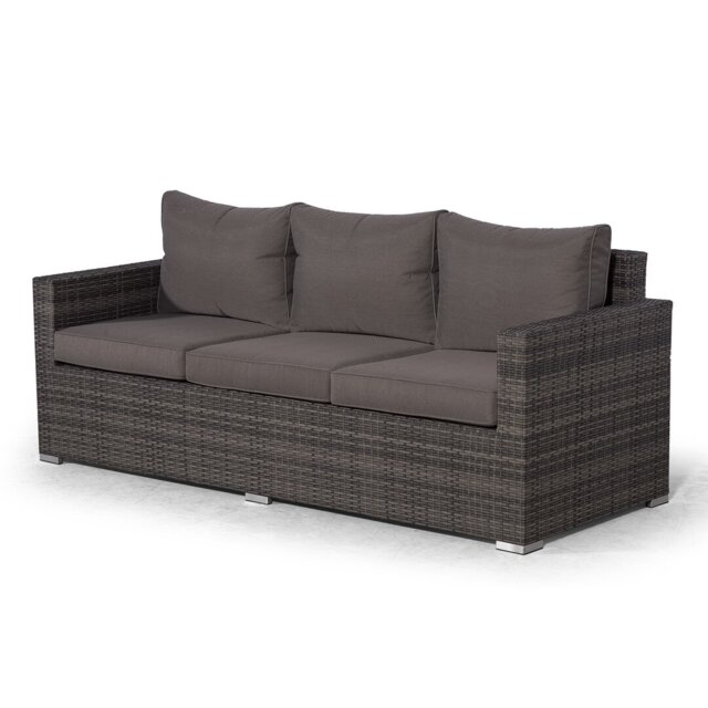 Giardino Grey Large Rattan 3 Seater Sofa Outdoor Patio Garden Furniture with Cover